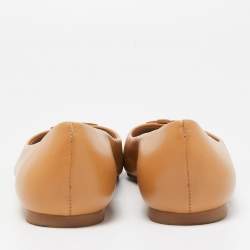 Pre Owned Tory Burch Brown Leather Lowell Ballet Flats Size 38.5