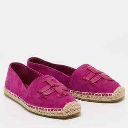 Pre Owned Tory Burch Purple Suede Espadrille Flats Size 37.5