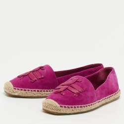Pre Owned Tory Burch Purple Suede Espadrille Flats Size 37.5