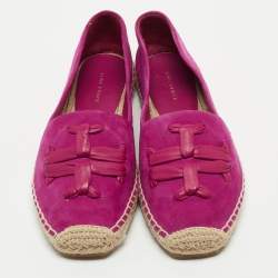 Pre Owned Tory Burch Purple Suede Espadrille Flats Size 37.5