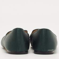 Pre Owned Tory Burch Green Satin Embellished Smoking Slipper Size 39.5