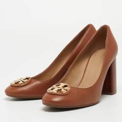 Tory Burch Brown Leather Janey Pumps Size 40