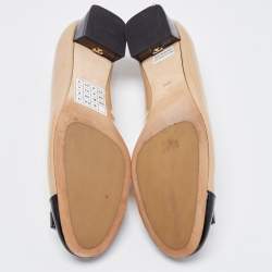 Pre Owned Tory Burch Beige/Black Patent Cap Toe Gigi Pumps Size 40.5