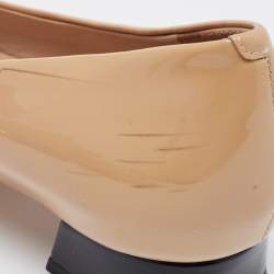 Pre Owned Tory Burch Beige/Black Patent Cap Toe Gigi Pumps Size 40.5