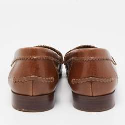 Pre Owned Tory Burch Brown Leather Penny Loafers Size 38.5