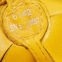 Pre Owned Tory Burch Yellow Leather Flower Thong Flat Sandals Size 37