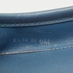 Pre Owned Tory Burch Blue Raffia and Leather Minnie Ballet Flats Size 36.5