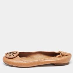 Pre Owned Tory Burch Brown Leather Lowell Ballet Flats Size 36.5