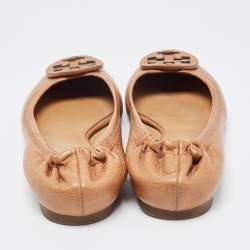 Pre Owned Tory Burch Brown Leather Lowell Ballet Flats Size 36.5