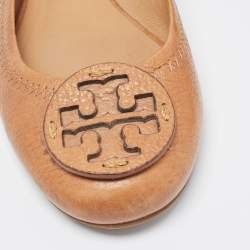 Pre Owned Tory Burch Brown Leather Lowell Ballet Flats Size 36.5