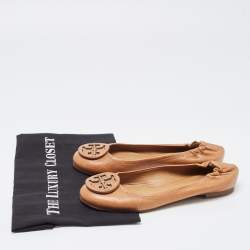 Pre Owned Tory Burch Brown Leather Lowell Ballet Flats Size 36.5