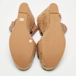 Pre Owned Tory Burch Brown Leather Daisy Wedge Sandals Size 41