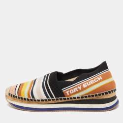 Pre Owned Tory Burch Multicolor Knit Fabric Daisy Espadrille Sneakers Size 41