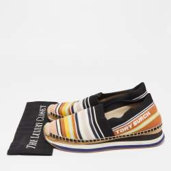 Pre Owned Tory Burch Multicolor Knit Fabric Daisy Espadrille Sneakers Size 41