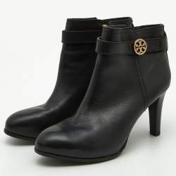 Tory Burch Black Leather Ankle Boots Size 39