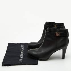 Tory Burch Black Leather Ankle Boots Size 39