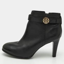 Tory Burch Black Leather Ankle Boots Size 39