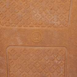 Pre Owned Tory Burch Gold Leather Blossom Espadrille Flats Size 39