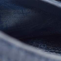 Pre Owned Tory Burch Navy Blue Leather Leticia Wedge Pumps Size 41.5