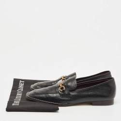 Pre Owned Tory Burch Black Leather Perrine Loafers Size 39