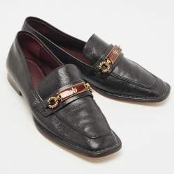 Pre Owned Tory Burch Black Leather Perrine Loafers Size 39