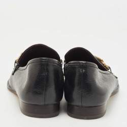 Pre Owned Tory Burch Black Leather Perrine Loafers Size 39