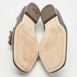 Pre Owned Tory Burch Black Leather Perrine Loafers Size 39