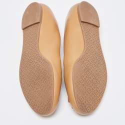 Pre Owned Tory Burch Beige Leather Melinda Ballet Flats Size 37.5