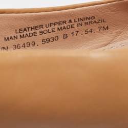 Pre Owned Tory Burch Beige Leather Melinda Ballet Flats Size 37.5