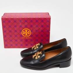 Pre Owned Tory Burch Black Leather Eleonor Smoking Slippers Size 41