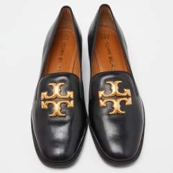 Pre Owned Tory Burch Black Leather Eleonor Smoking Slippers Size 41