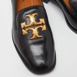 Pre Owned Tory Burch Black Leather Eleonor Smoking Slippers Size 41