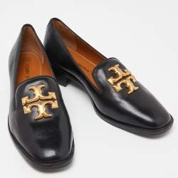 Pre Owned Tory Burch Black Leather Eleonor Smoking Slippers Size 41