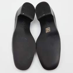 Pre Owned Tory Burch Black Leather Eleonor Smoking Slippers Size 41