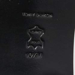 Pre Owned Tory Burch Black Leather Eleonor Smoking Slippers Size 41