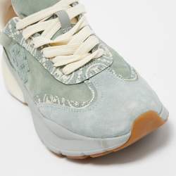 Pre Owned Tory Burch Green Suede Good Luck Low Top Sneakers Size 35