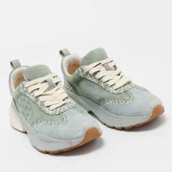 Pre Owned Tory Burch Green Suede Good Luck Low Top Sneakers Size 35