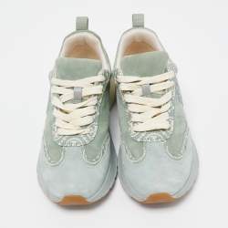 Pre Owned Tory Burch Green Suede Good Luck Low Top Sneakers Size 35