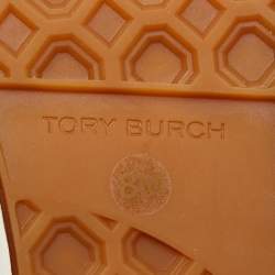 Tory Burch White/Blue Canvas Low Top Sneakers Size 38