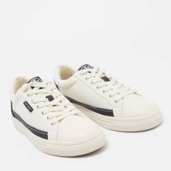 Tory Burch White/Blue Canvas Low Top Sneakers Size 38