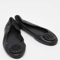 Pre Owned Tory Burch Black Leather Ballet Flats Size 38