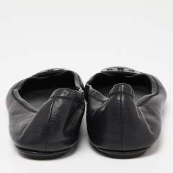 Pre Owned Tory Burch Black Leather Ballet Flats Size 38