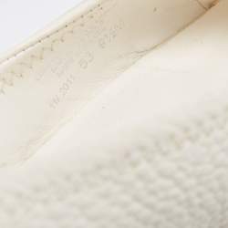 Pre Owned Tory Burch White Leather Logo Detail Peep Toe Wedge Pumps Size 40