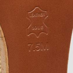 Pre Owned Tory Burch Blue Canvas and Leather Espadrille Wedge Ankle Strap Sandals Size 38