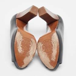 Pre Owned Tory Burch Black Leather Cantrelle Peep Toe Platform Pumps Size 37.5