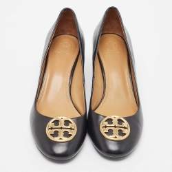 Pre Owned Tory Burch Black Leather Chelsea Pumps Size 38.5
