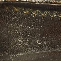 Pre Owned Tory Burch Olive Green Lizard Embossed Leather Minnie Ballet Flats Size 39.5