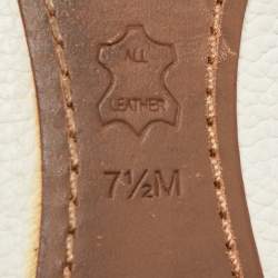 Pre Owned Tory Burch Off White Leather Cline Peep Toe Flats Size 38