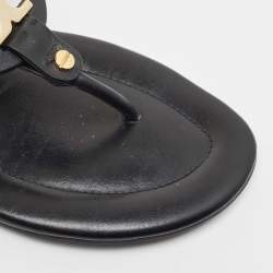 Pre Owned Tory Burch Black Leather Thong Flats Size 39  