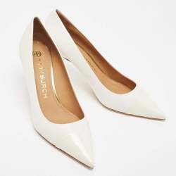 Pre Owned Tory Burch White Patent and Leather Penelope Pumps Size 40